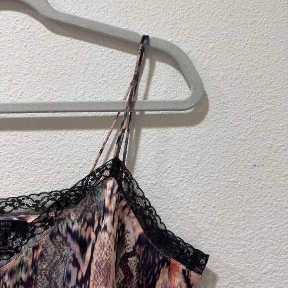 ALLSAINTS Nia Masala Lizard Snake Print Lace Trim Cami Tank Top Sz 8 Y2K - Picture 2 of 7